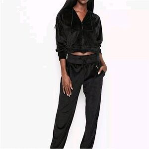 Victoria's Secret Black Velour Drawstring Joggers